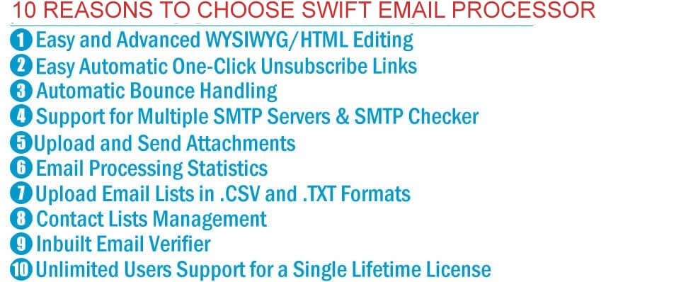 10 reasons to choose swift email processor